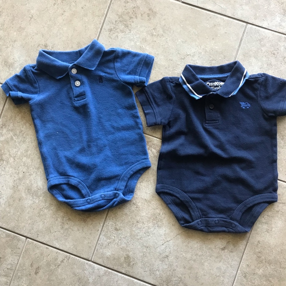 OskKosh Baby Boy Blue Polos Bodysuits
